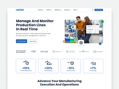 Production Line Monitoring Company Hero Section design graphic design ui ux web webdesign