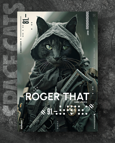Roger That ai branding cat daliy design illustration poster print