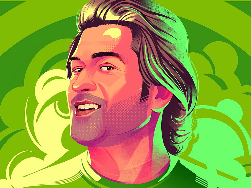 Portrait illustration dhoni illustration illustrator portrait illustration procreate samji illustrator