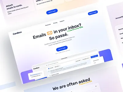 Revolutionizing Email Management: Introducing Cardbox animation app branding figma graphic design illustration lottie trello ui webflow