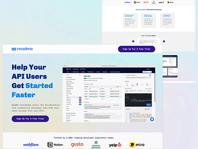 ReadMe Landing Page adi documentation digital design free trail graphic design landing page ui ux