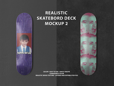Realistic Skateboard Deck Mockup 2 board deck mockup skate skateboard skateboard deck