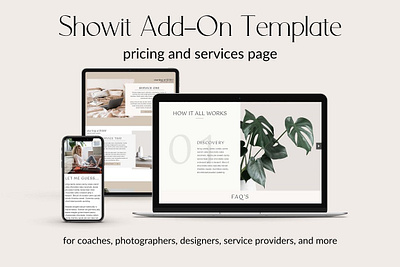Pricing and Services Showit Template faq faq template landing page landing page template packages photographer pricing pricing guide pricing guide template pricing template services and pricing services guide showit add on page showit pricing template template add on