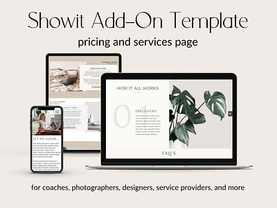 Pricing and Services Showit Template faq faq template landing page landing page template packages photographer pricing pricing guide pricing guide template pricing template services and pricing services guide showit add on page showit pricing template template add on