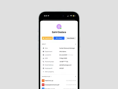 Profile Screen for iOS app app design ats clean design figma hr tool ios iphone app mobile profile profile page ui