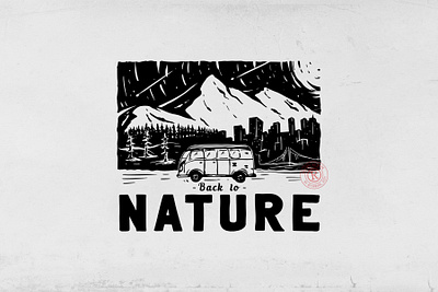 Back to nature -- vintage outdoor illustration graphic design illustration landscape mountain nature outdoor vintage
