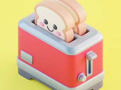 Toaster 3d 3d animation animation bread cute illustration toaster