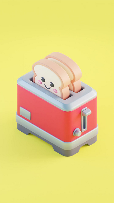 Toaster 3d 3d animation animation bread cute illustration toaster