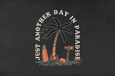 Death Island -- just Another Day in Paradise -- T-shirt design beach brand branding clothing graphic design illustration outdoor skull surfing vintage
