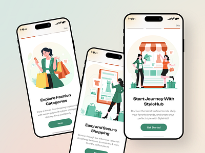 Fervorpixel - Ecommerce onboarding UI Design clothing e commerce fashion mobile app onboarding onboarding screens ui ui ux design