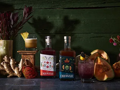 DRØMME Label Design botanical bottle illustrations label packaging plants