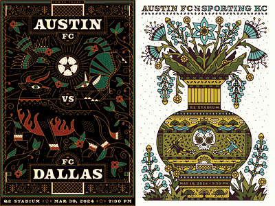 Austin FC Matchday Posters armadillo austin bull dallas flowers kansas city mls poster skull soccer texas vase