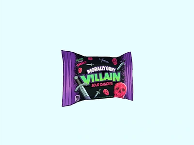 Morally Grey Villain Sour Candies art bookish designs books branding design digital illustration graphic design illustration logo packaging design sticker design