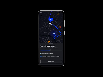 Day #29 of 100: Self Driving eCar app navigation screen #DailyUI app electric car map navigation self driving car ui ux