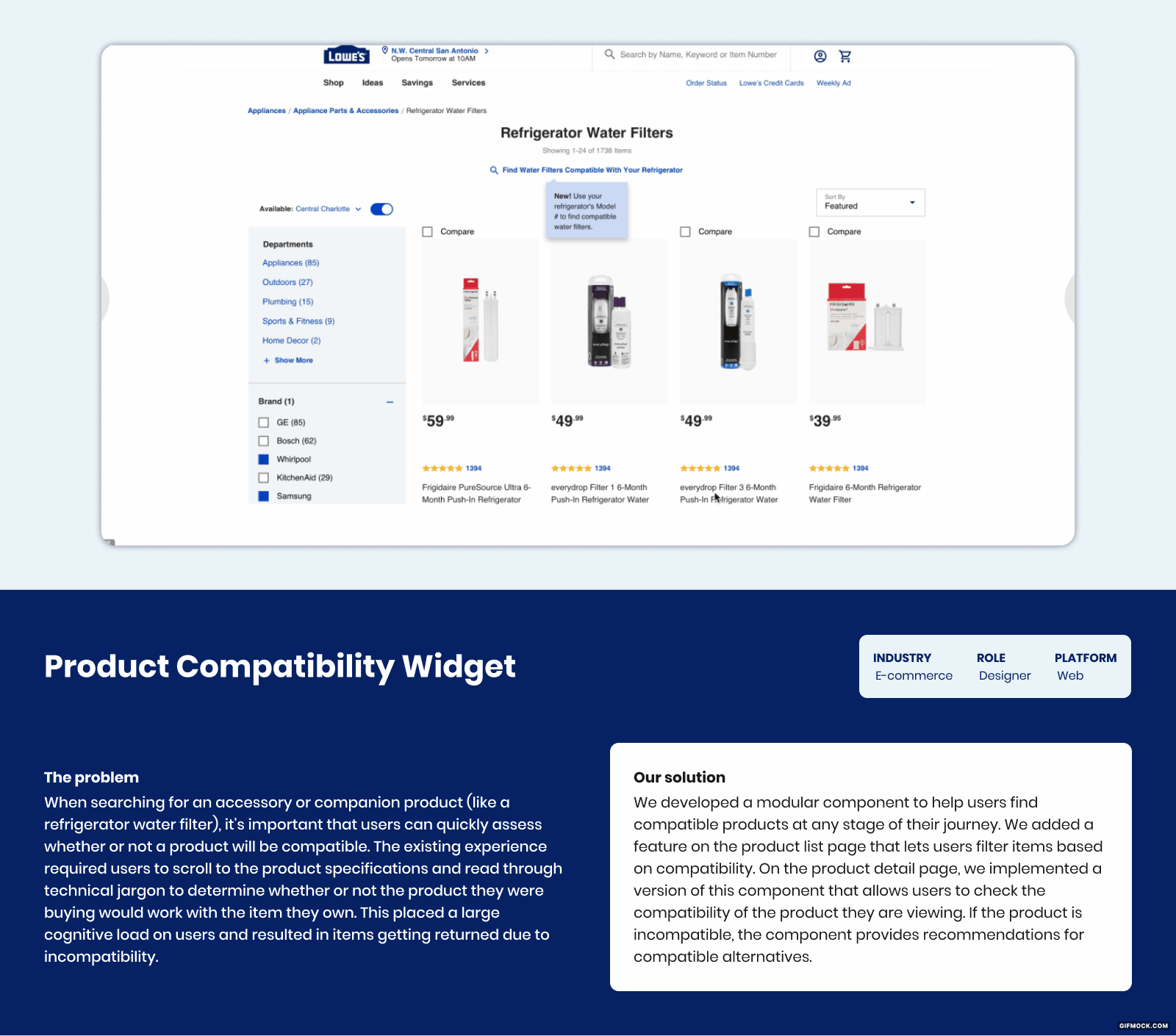 Lowe's Product Compatibility Widget design ecommerce product design retail ui ux