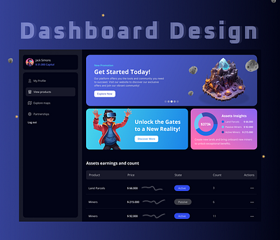 Metaverse Platform Dashboard Design animation character dashboard design figma illustration metaverse platform ui ux
