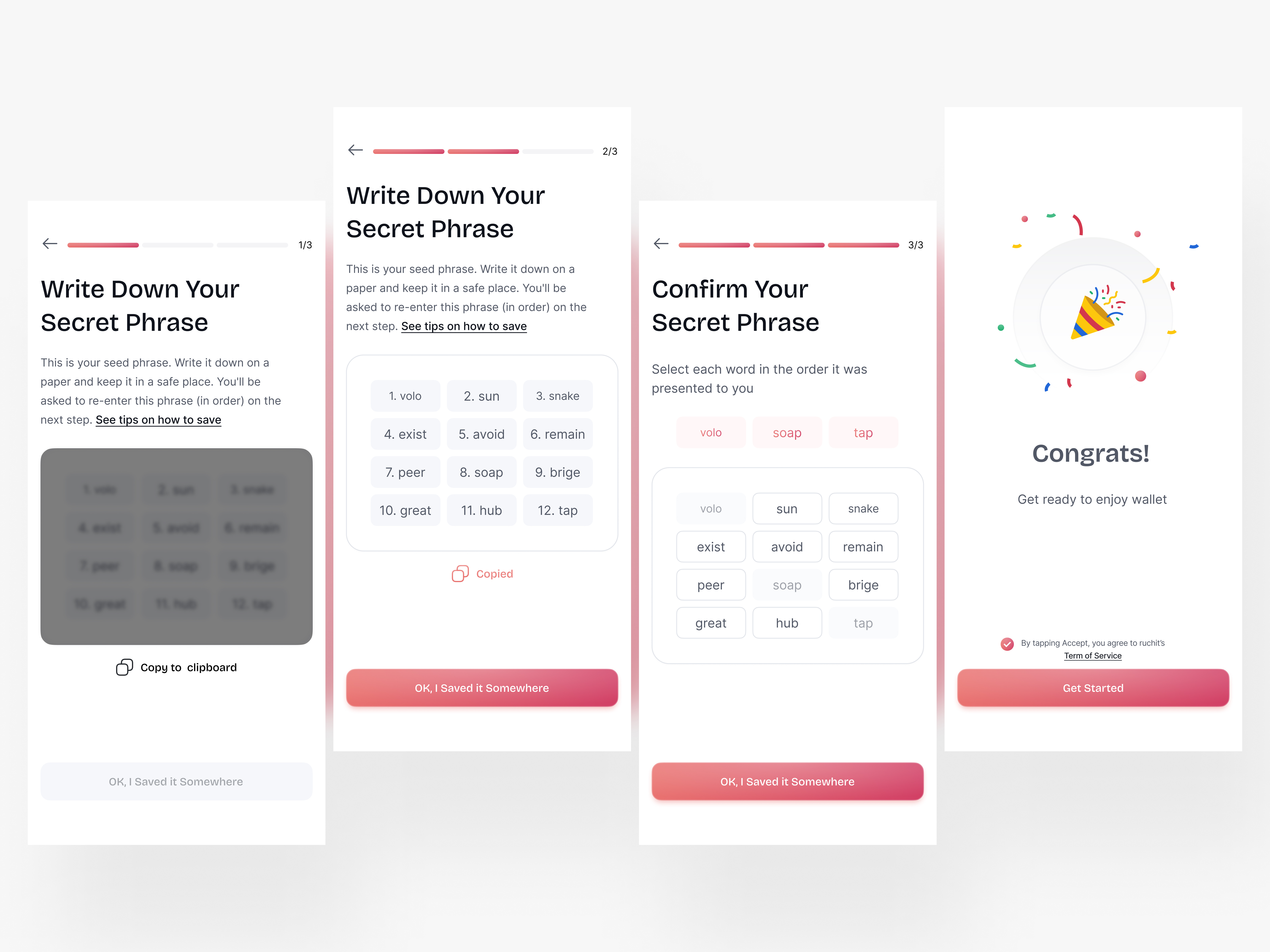 Crypto wallet - Secret Phrase App Design by TACH on Dribbble