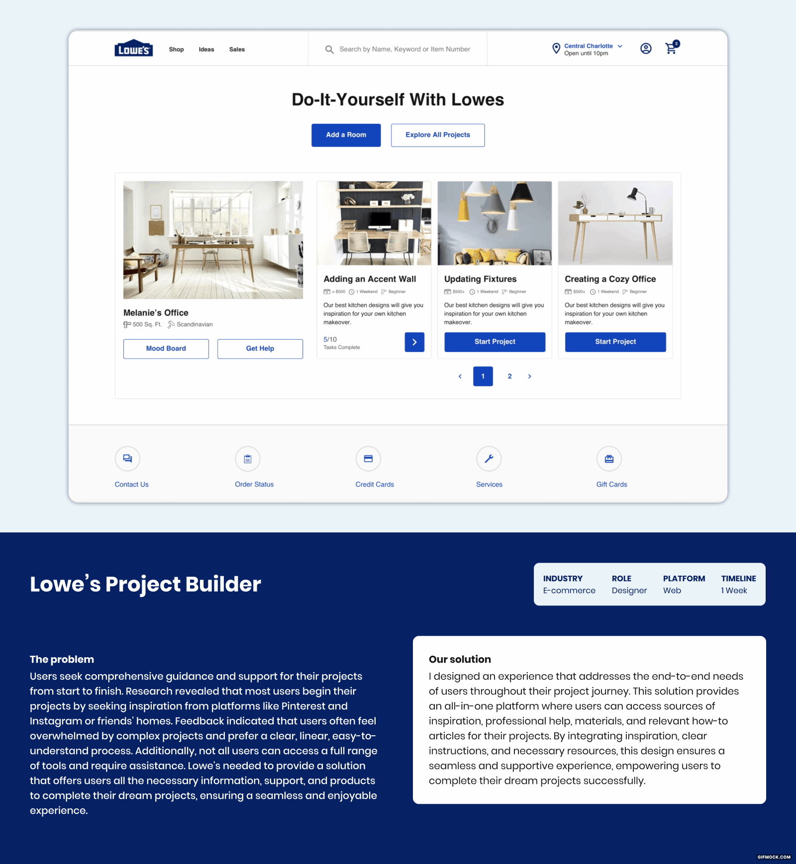 Lowe's Project Builder design ecommerce product design ui ux