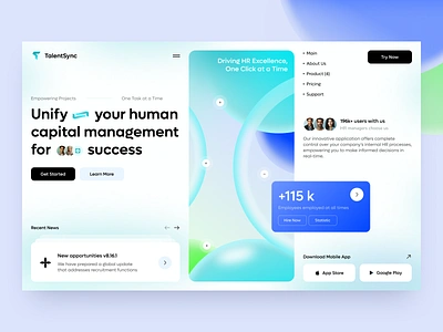 TalentSync - HR management website design hero section hr illustration inspiration landing page management realm site ui uiux ux web design website