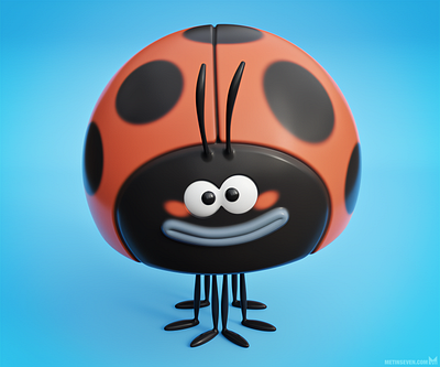 Cartoon-style cute 3D ladybug character design 3d bug character character design cute ladybug metin seven