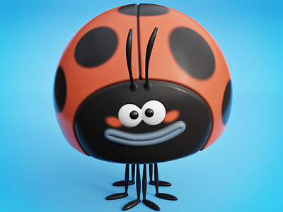 Cartoon-style cute 3D ladybug character design 3d bug character character design cute ladybug metin seven