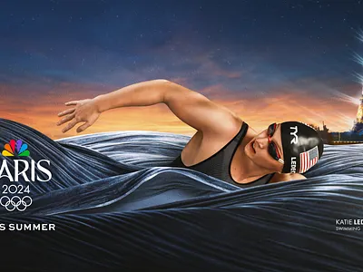 Paris Olympics Key Art - Katie Ledecky graphic design katie ledecky parfis olympics photography photoshop
