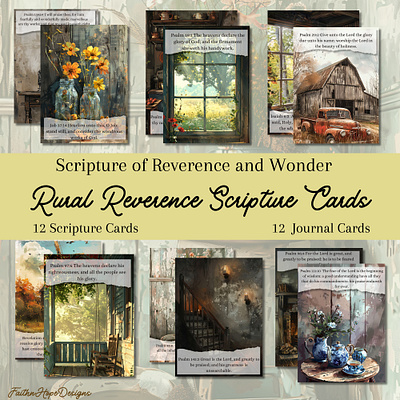 Rural Reverence Scripture Cards bible journaling collage art design farmhouse graphic design illustration journal cards rustic scripture cards