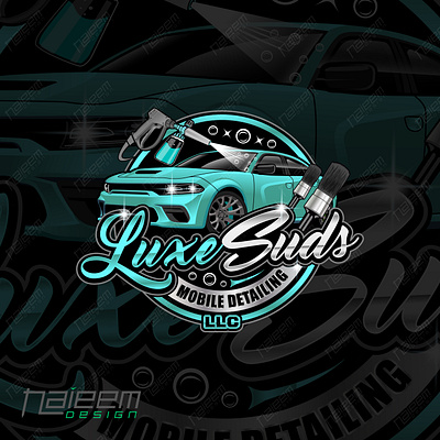 Mobile Detailing Logo Design | Digital Handcrafted Auto Branding auto detailing brand identity auto detailing logo automotive logo car branding logo car detailing business logo car detailing logo car illustration logo car logo with illustration car wash logo car wrap logo design custom automotive logo dodge charger logo design dodge charger vector art high end car logo design mobile car detailing logo mobile detailing logo mobile detailing service logo muscle car logo design premium auto logo professional auto detailing logo