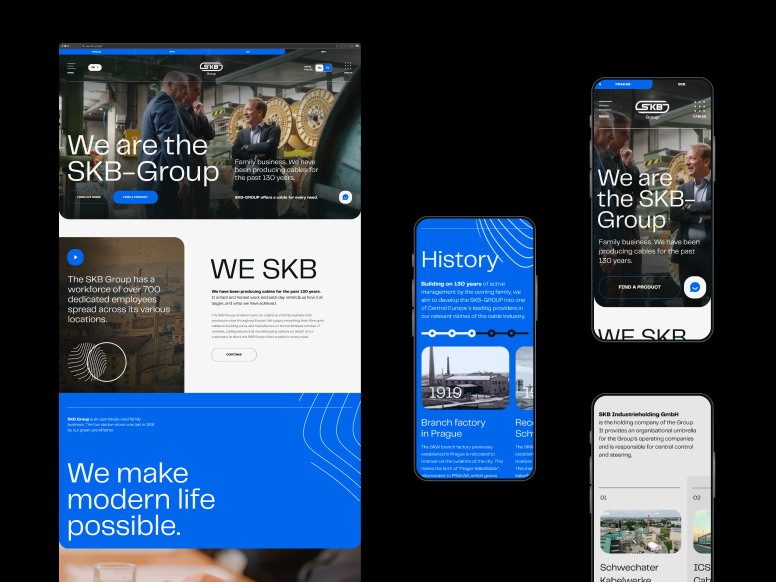 #1 - SKB Group / Website redesign austria blue branding cable cables company cord design desktop home homepage manufacture mobile skb ui ux webdesign webdesigner website wire
