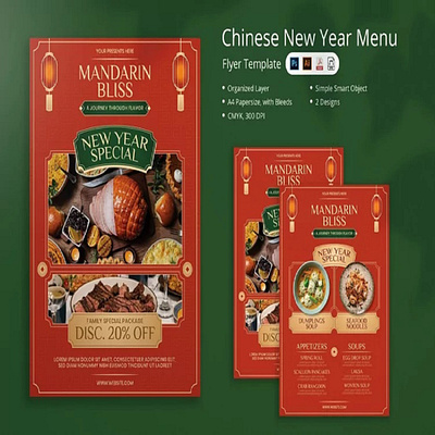 Chinese New Year Menu Flyer graphic design house
