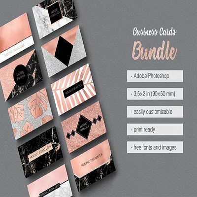 Rose Gold Marble Business Cards Bundle house