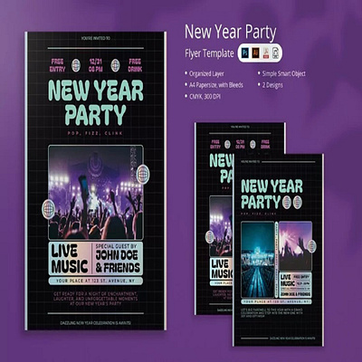 Dilasa - New Year Party Flyer 3d branding