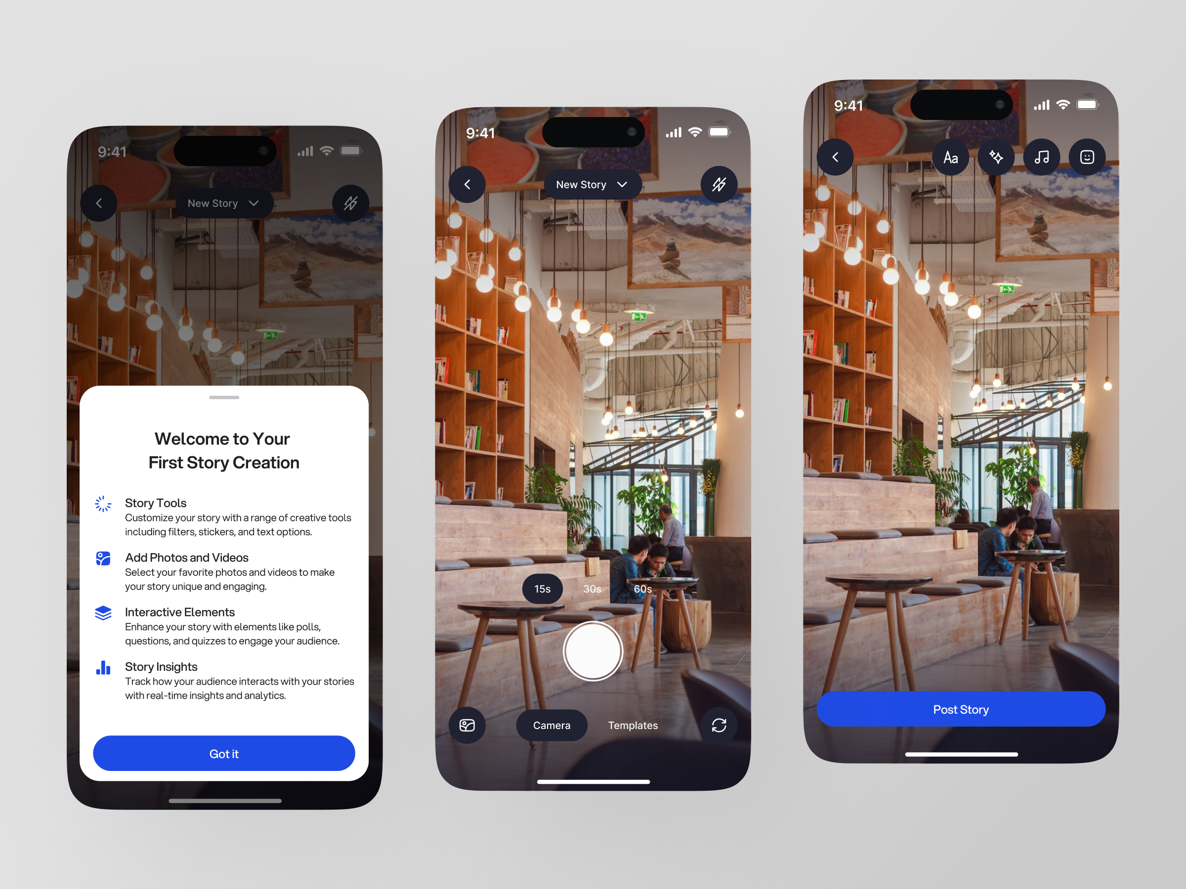ConnectWorld - Social Media (Create Story) application clean create design mobile network post social story ui