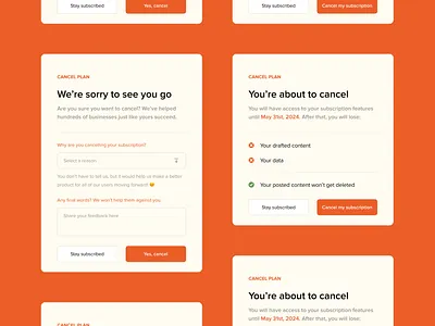 Cancel Subscription UI design mobile design subscription ui ui design web web design