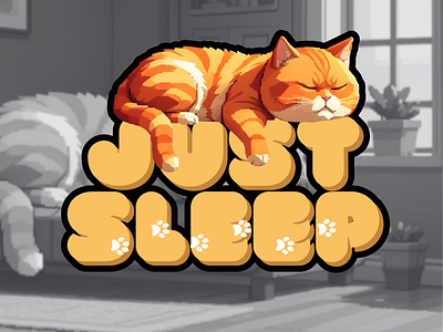 Just Sleep Cat anomsaki cat graphic design orange
