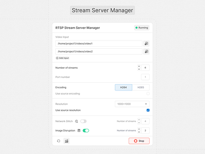 Stream Server Manager product design ui ux