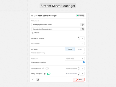 Stream Server Manager product design ui ux