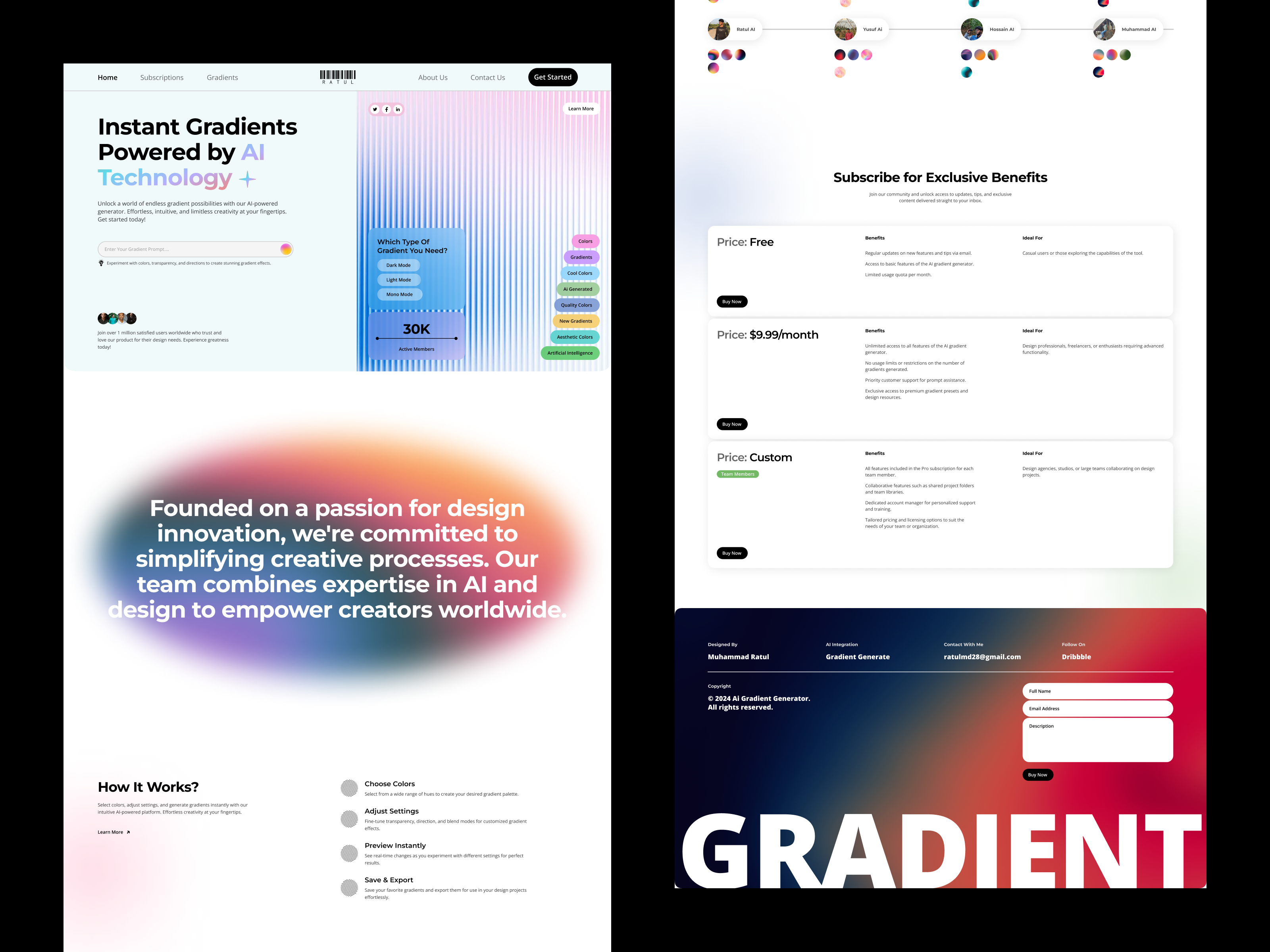 UI/UX For Ai Gradient Generator Website Design ai design tools ai gradient generator color palette generator creative dashboard digital art ui figma ui futuristic ui gradient trends gradient ui interactive ui minimal ui modern ux product design saas uiux smooth gradients ui motion design uiux design user interface design web app ui web design inspiration