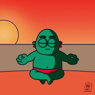 Alien meditating alien animation cartoon character design digital art illustration meditate motion graphics yoga