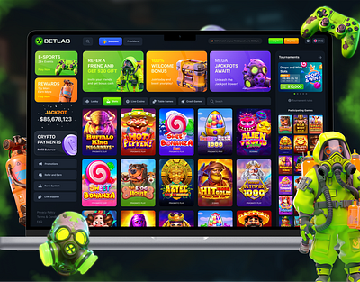 BetLab - Online Casino Platform 3d art betting casino gaming graphic design igaming online casino ui ui design uiux