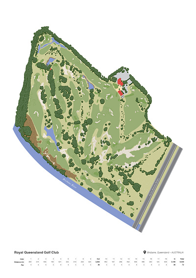 Royal Queensland Golf Club golf golf course illustration map map design sport vector