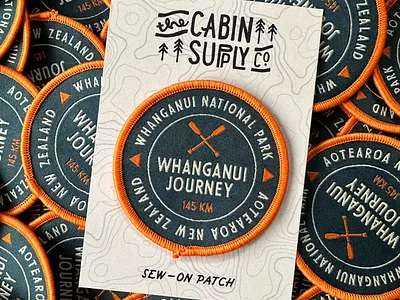 Whanganui River Journey Patch adventure design aotearoa branding canoeing embroidered patch logo new zealand outdoors patch backing card patch design whanganui river journey woven patch