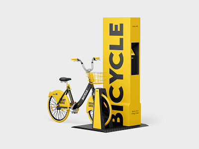 Bicycle Sharing System bicycle bicycle sharing system bike city mockup mockups outdoor pillar rent rental rental system sharing sharing system street terminal vehicle