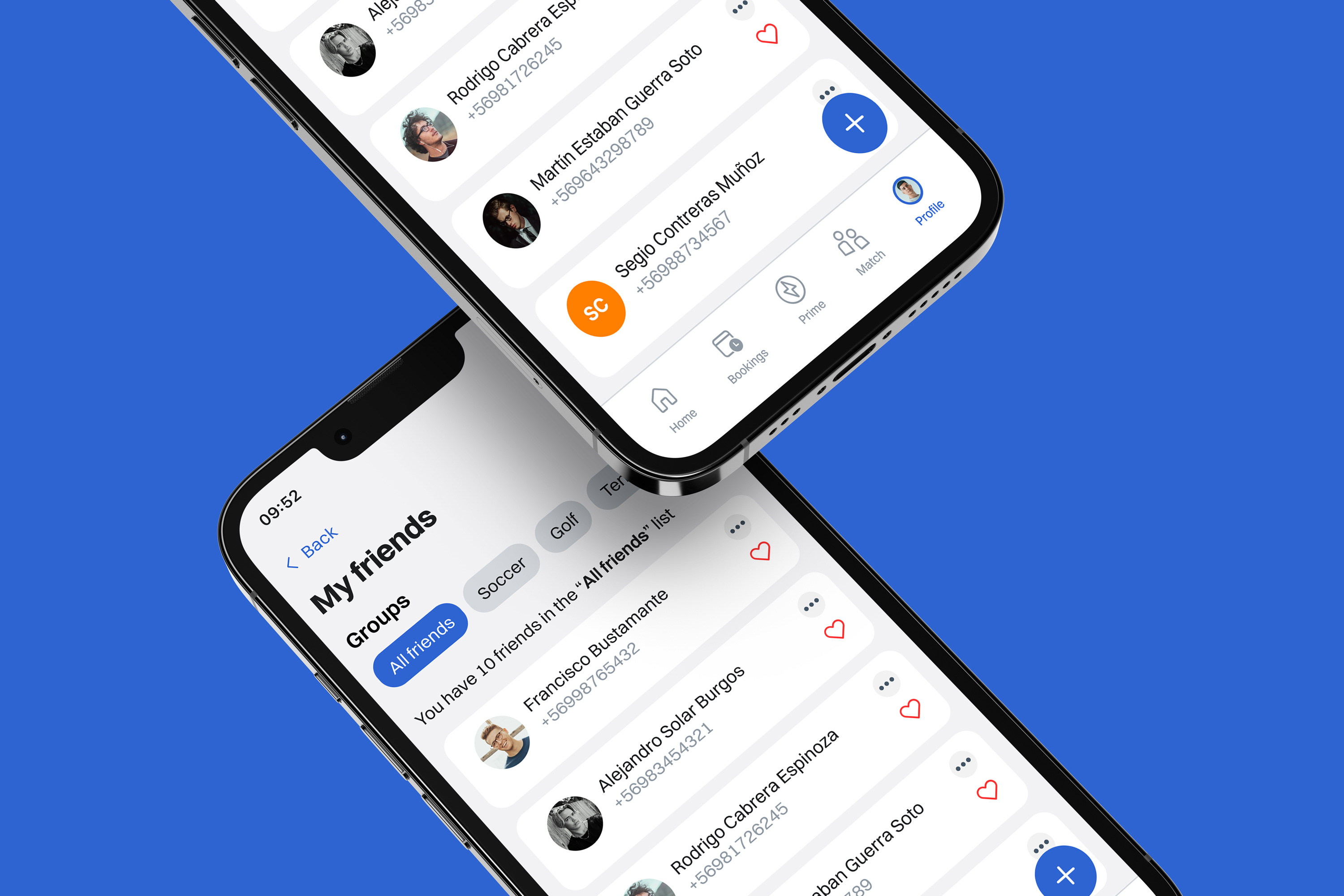 My friends app app design blue fab floating action button friends groups mobile mobile design sports ui ui design user interface ux ux design venue