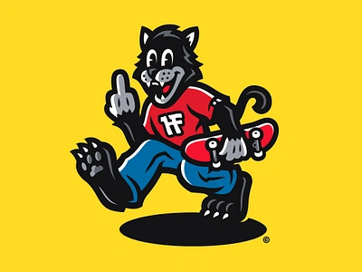 Black Cat Mascot Logo | Hey Friend Apparel apparel apparel logo black cat cartoon cat character design dasedesigns hey friend identity design illustration mascot logo skateboard skateboarding skater