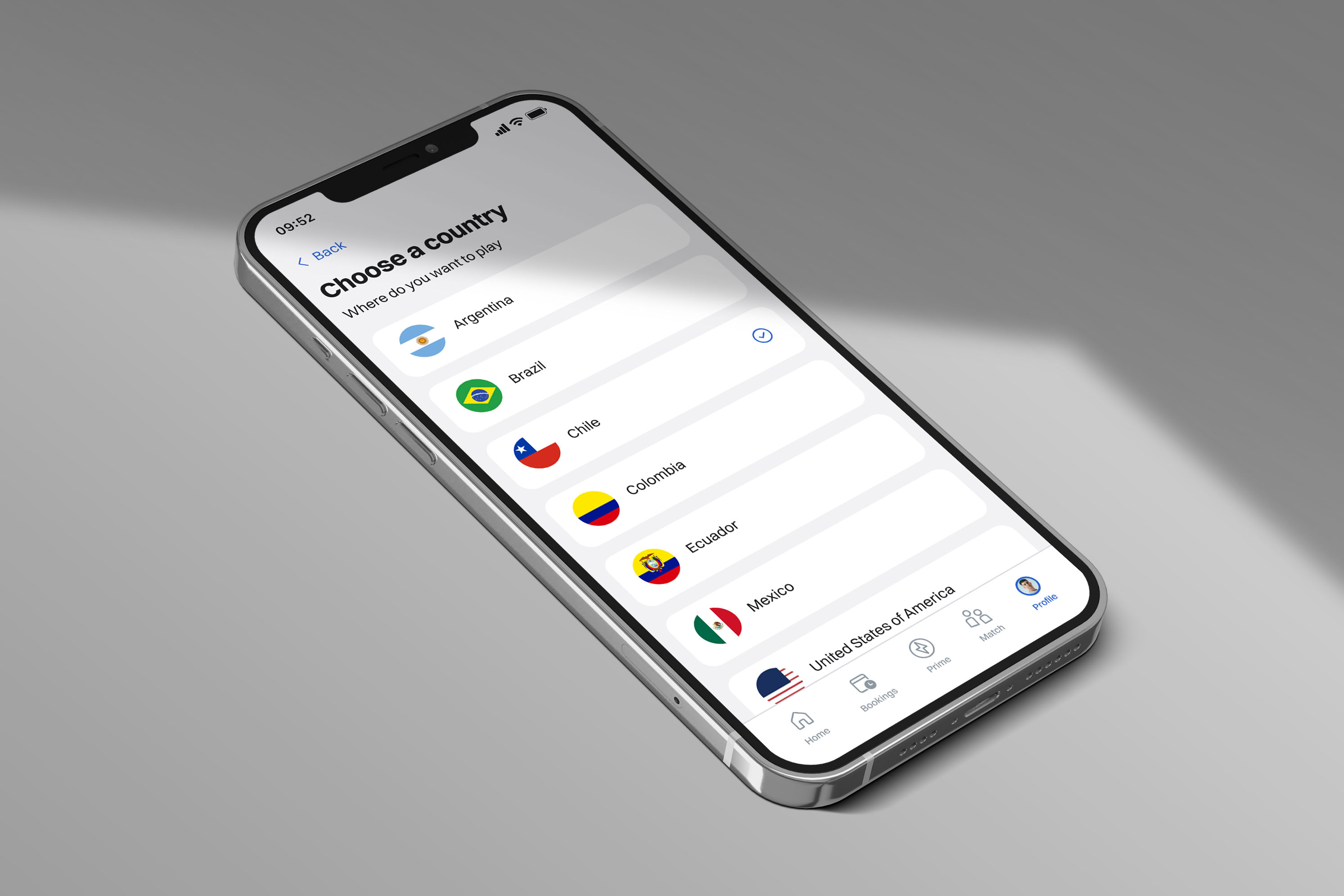 Choose a country app app design argentina brazil chile colombia countries ecuador mobile mobile design méxico ui ui design uiux usa user experience user interface ux ux design uxui
