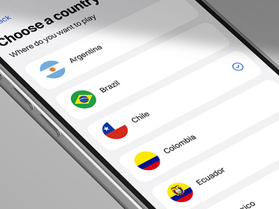 Choose a country app app design argentina brazil chile colombia countries ecuador mobile mobile design méxico ui ui design uiux usa user experience user interface ux ux design uxui