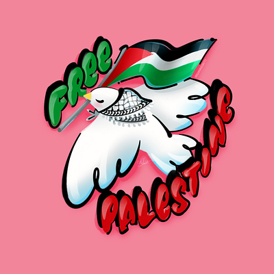 Free Palestine ceasefire dove free humanity illustration palestine peace