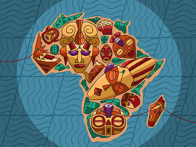 African Mask Map africa african african mask culture design ethnic flat flat design flat illustration icon icons illustration map mask thumbnail traditional vector vector art vector illustration