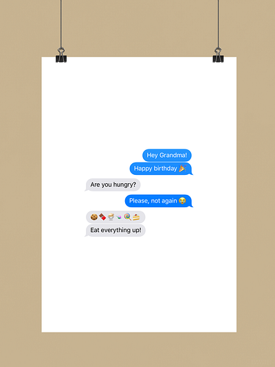 Happy Birthday, Grandma! | Typographical Poster elderly emoji funny humour iphone messages poster simple text typography